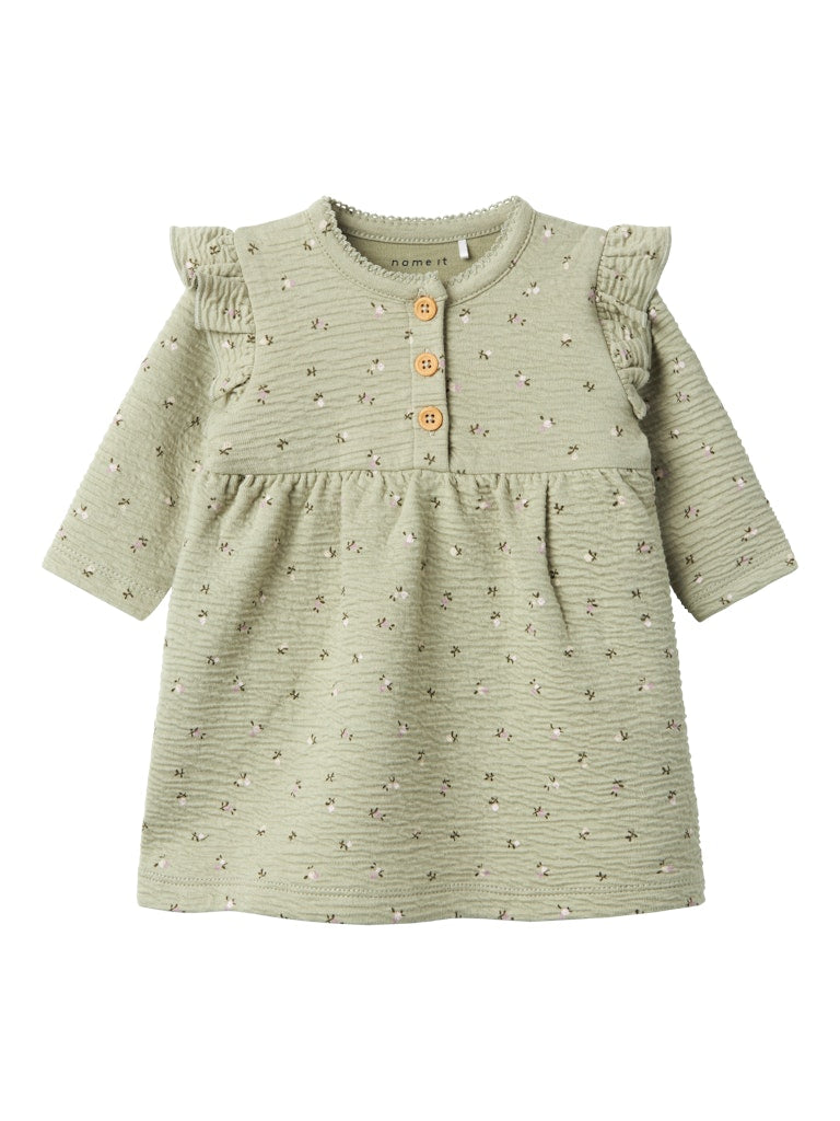NAME IT Tusia Long Sleeve Dress-Tea Tea front view