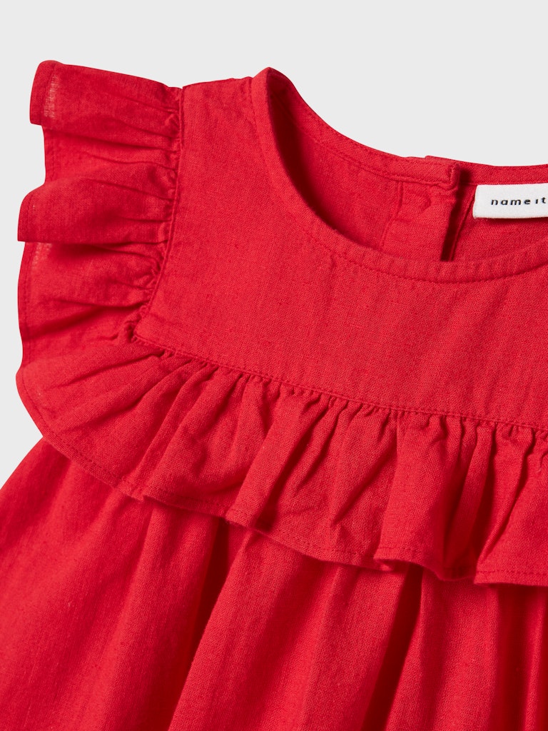 Mini Girl Falinnen Cap Sleeve Dress-Chinese Red-Close Up View