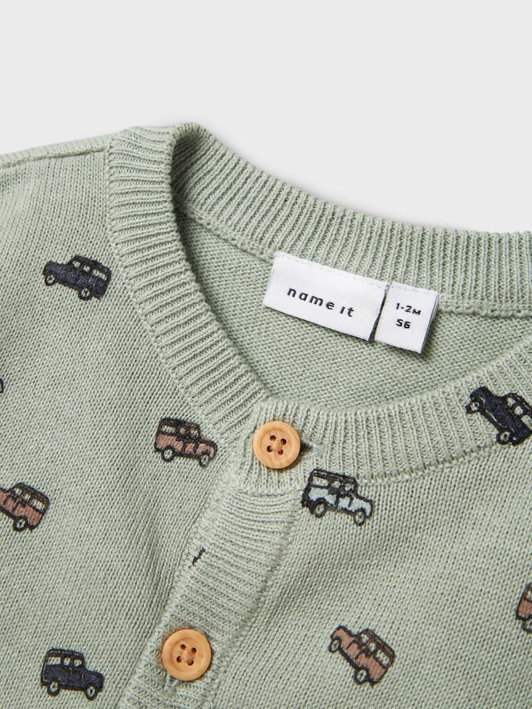Neworn Hurry Long Sleeve Knit Cardigan-Aqua Gray-Collar View