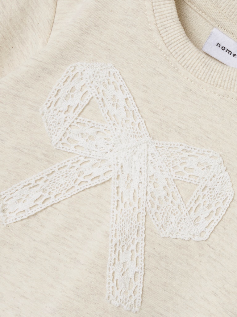 Newborn Girl - Hush Long Sleeve Light Sweat-Peyote Melange-Bow View