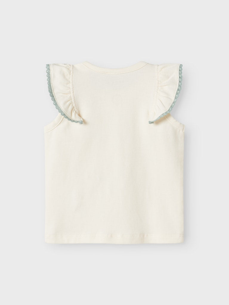 NAME IT Jodie Cap Sleeve Cloud Dancer Top Cloud Dancer model front view