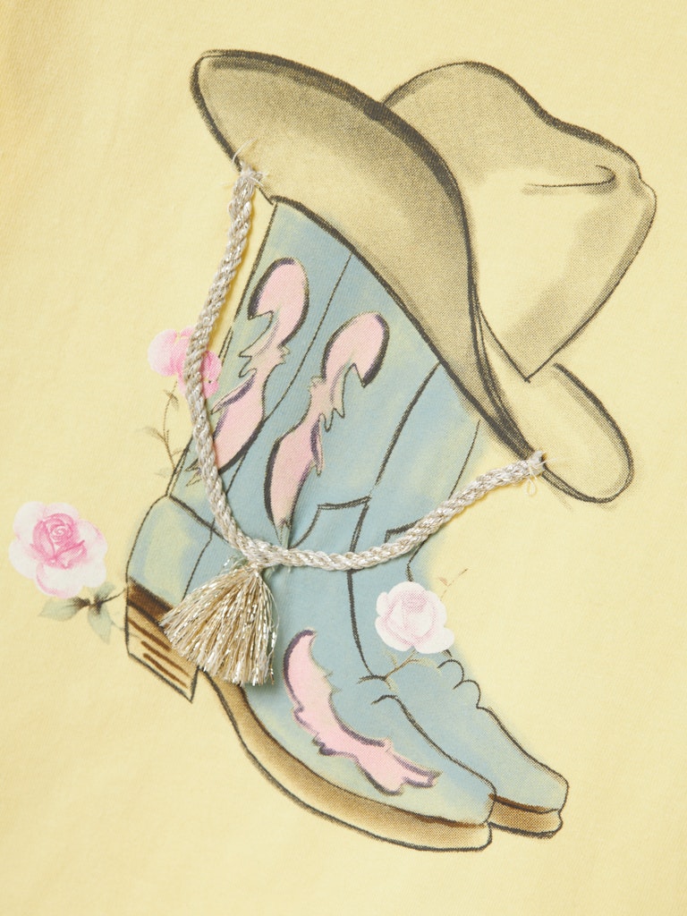 Hadia Lemon Meringue Top-Print cowboy boot detail
