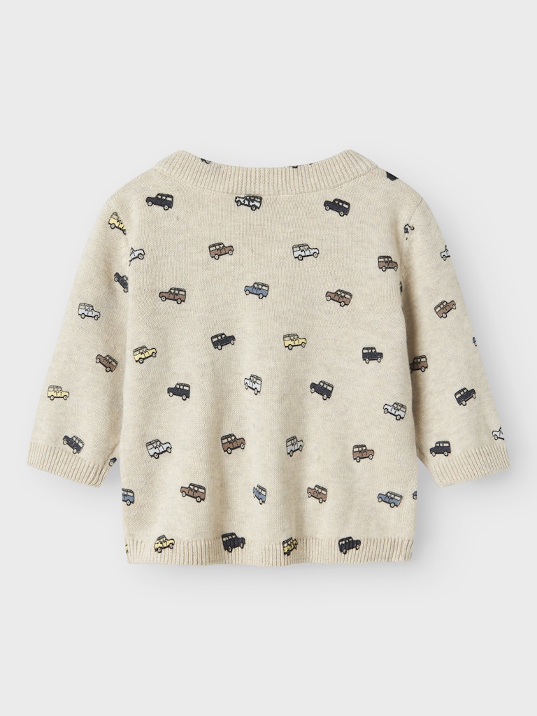 Newborn Hurry Long Sleeve Knit Cardigan-Peyote Melange-Back View