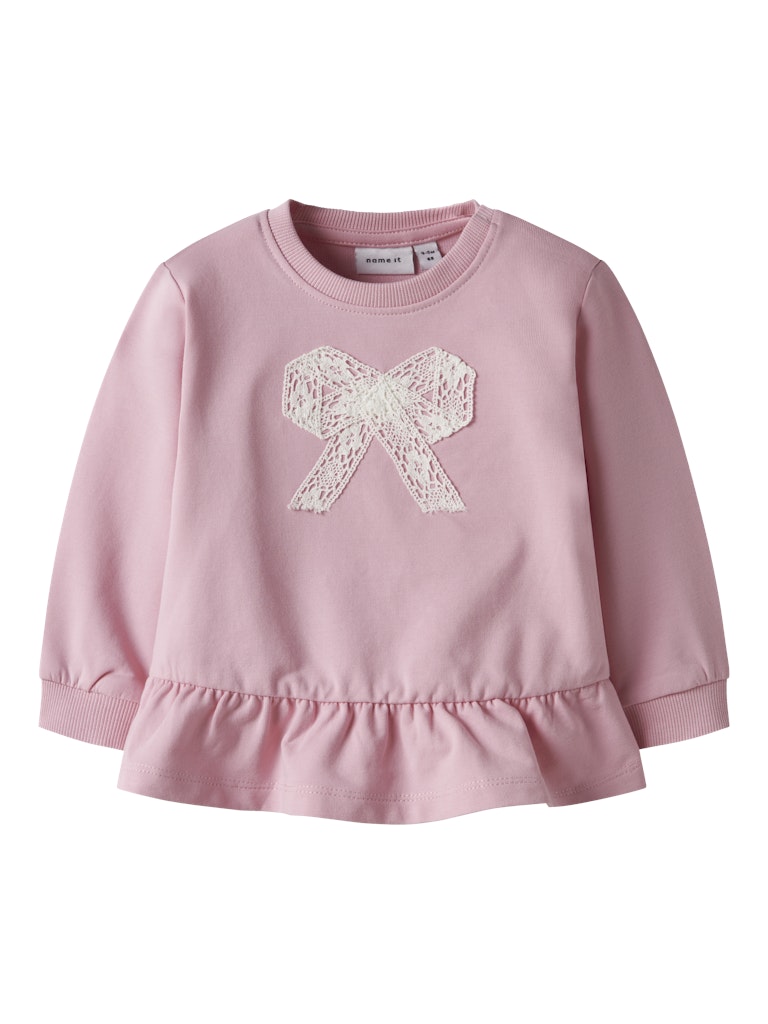 Newborn Girl's Hush Long Sleeve Light Sweat-Cameo Pink-Front View