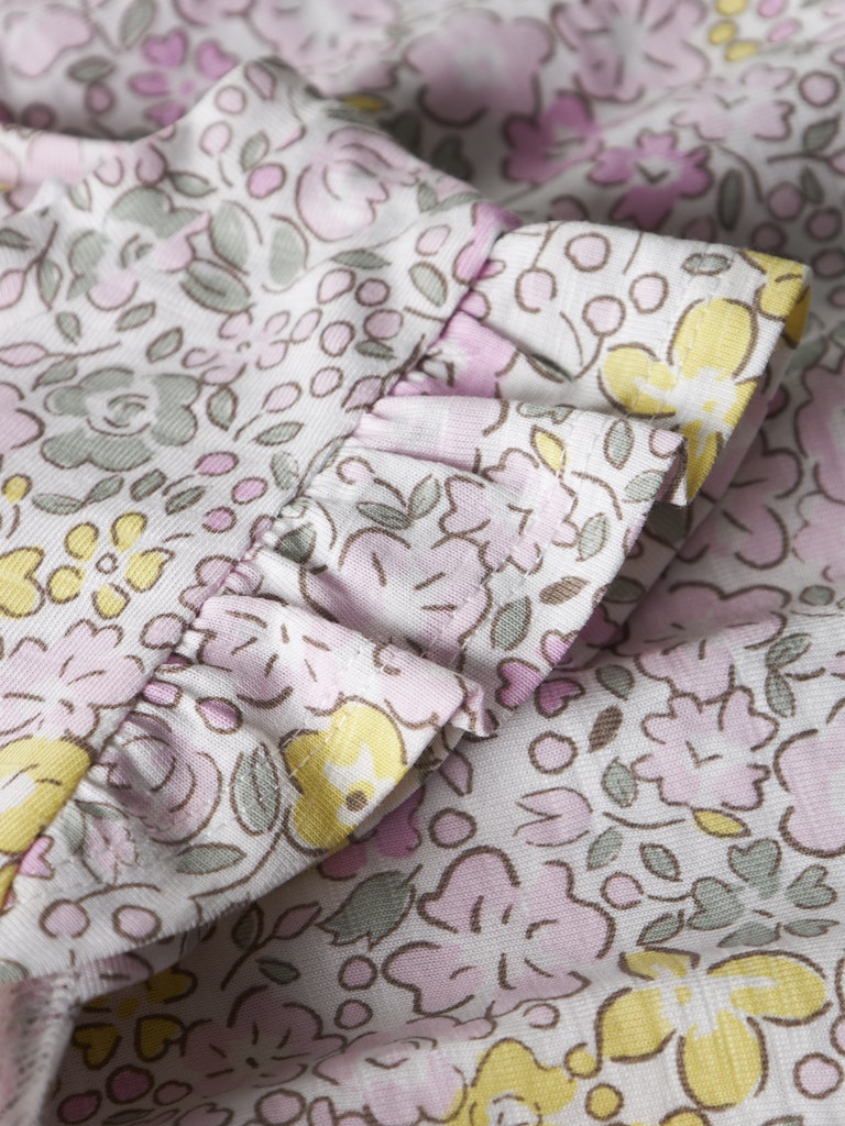 Mini Girl's Haile Cap Sleeve Dress-Bright White/Lemon Meringue-Close Up View