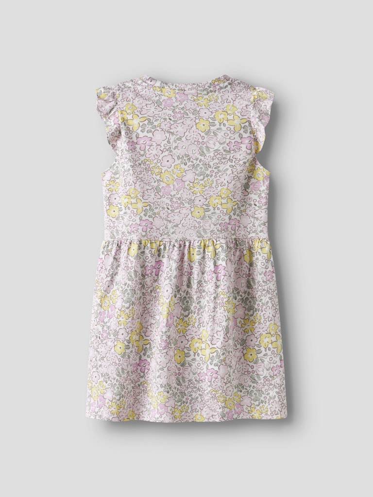 Mini Girl's Haile Cap Sleeve Dress-Bright White/Lemon Meringue-Back View
