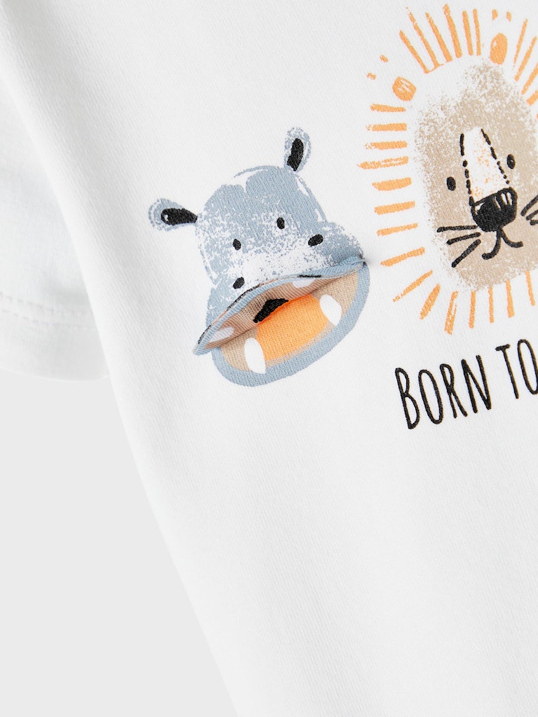 Boy's White Joggie Short Sleeve Top-Close Up View
