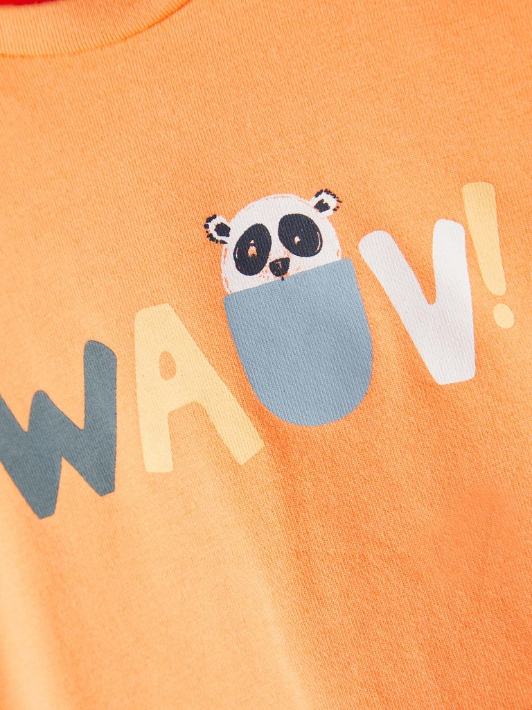Boy's Orange Jinus Short Sleeve Top-Close Up View