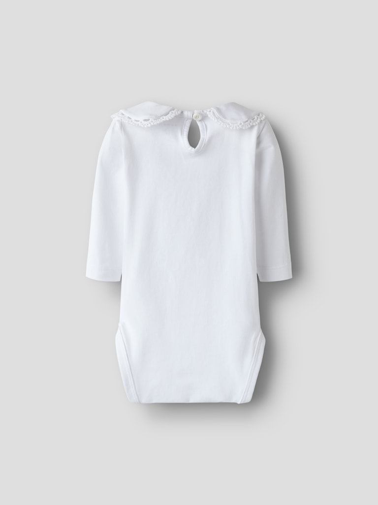 NAME IT Felia Long Sleeve Bodysuit-Bright White Bright White model front view