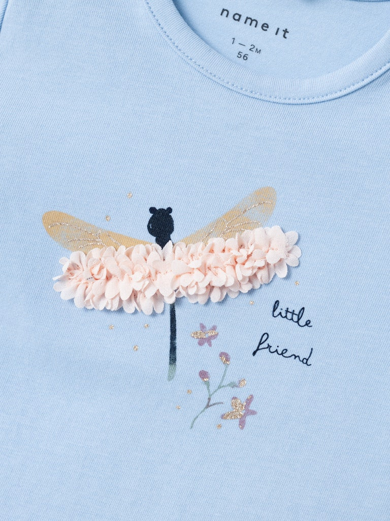 Girl's Hyria Short Sleeve Top-Chambray Blue-Close Up View