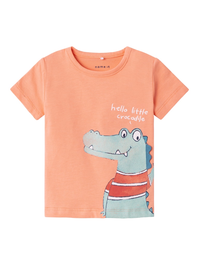 Boy's Juman Short Sleeve Top-Papaya Punch-Front View