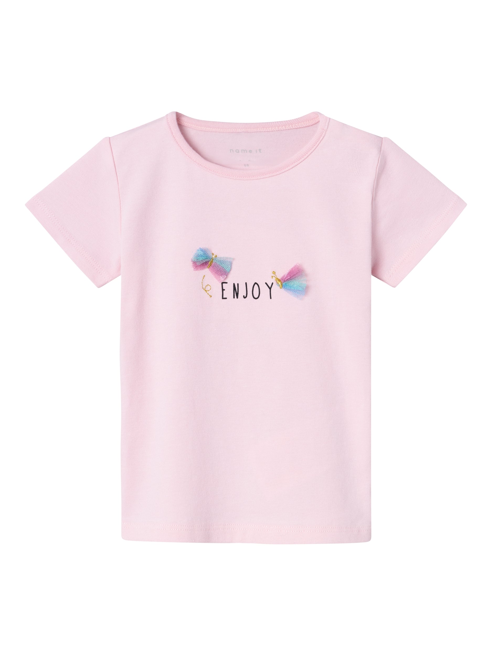 NAME IT Finna Short Sleeve Top-Parfait Pink Parfait Pink front view