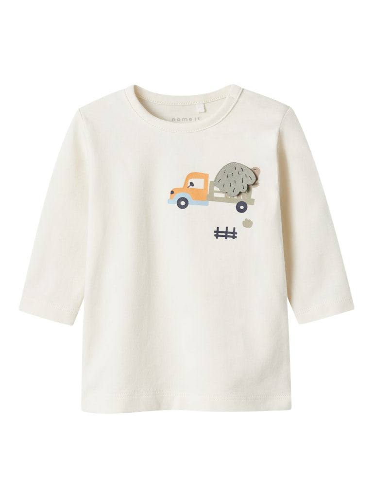 NAME IT Bimon Long Sleeve Top-Cloud Dancer Cloud Dancer front view