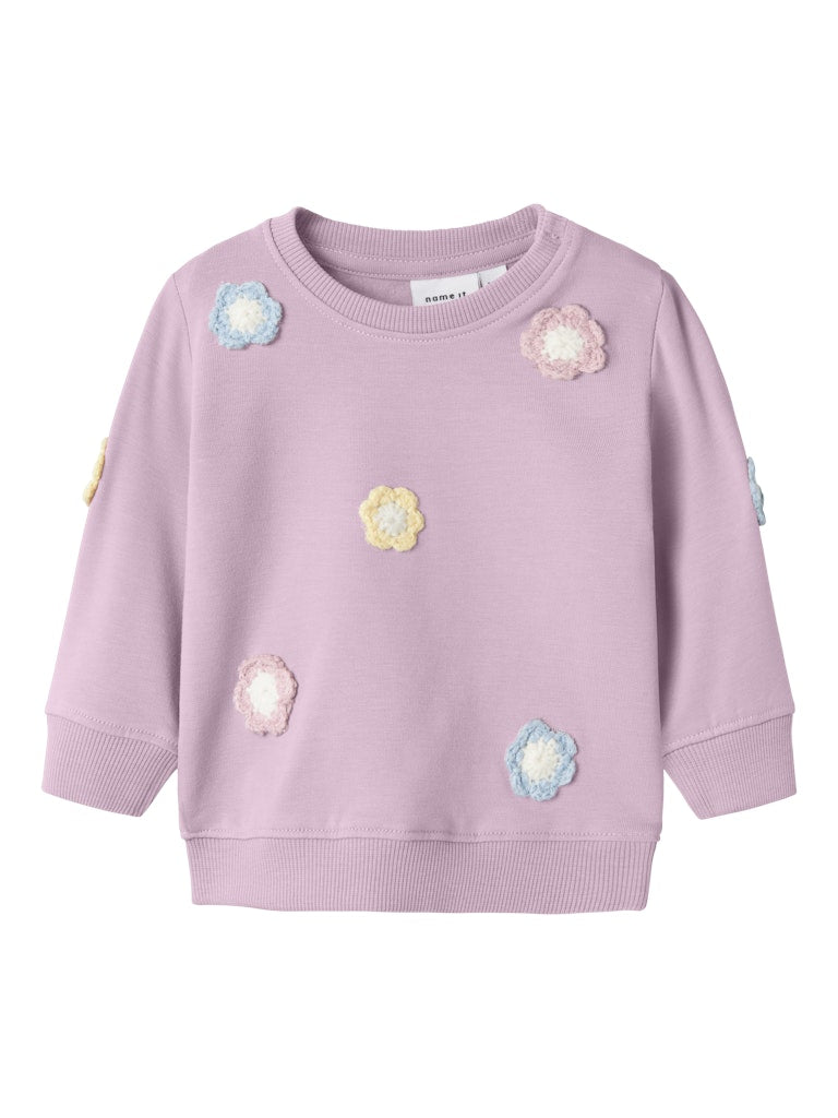 Girl's Tella Long Sleeve Sweat-Winsome Orchid-Front View