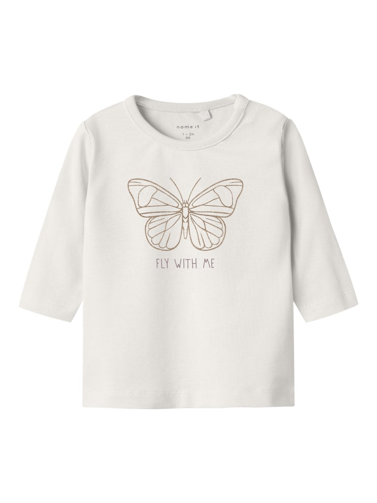 NAME IT Babia Long Sleeve Top-Cloud Dancer Cloud Dancer front view