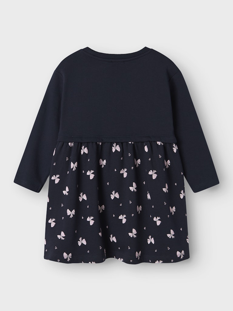NAME IT Valona Long Sleeve Sweat Dress-Dark Sapphire Dark Sapphire detail view