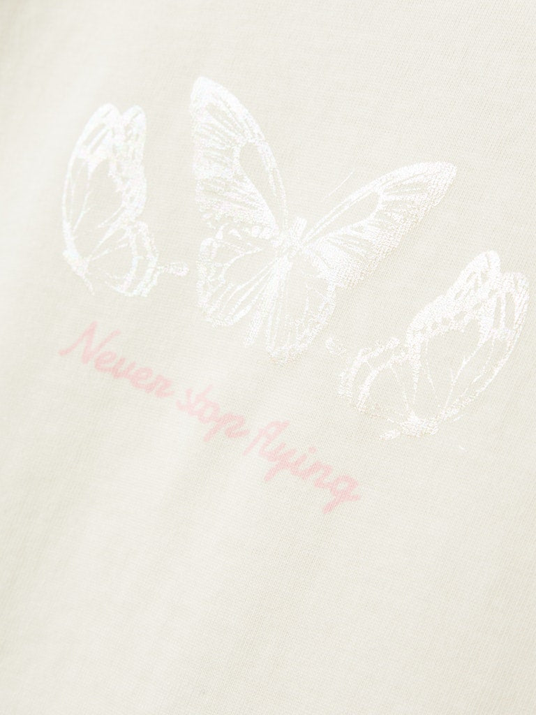 Mini Girl's Dunni Short Sleeve Top-Cloud Dancer-Close Up View