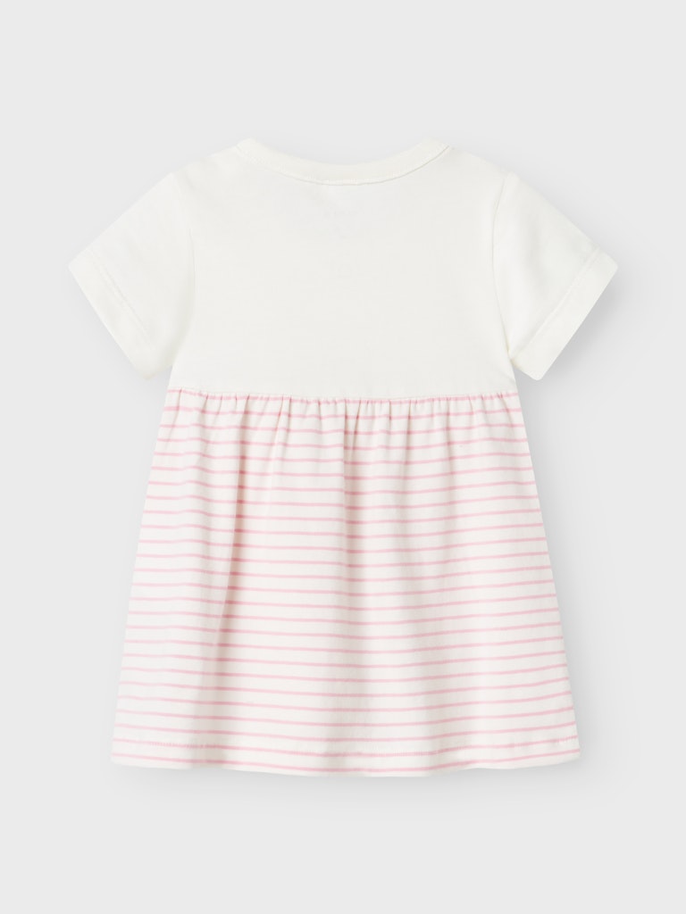 Newborn Girl's Jabelle Short Sleeve Dress-Cloud Dancer-Back View