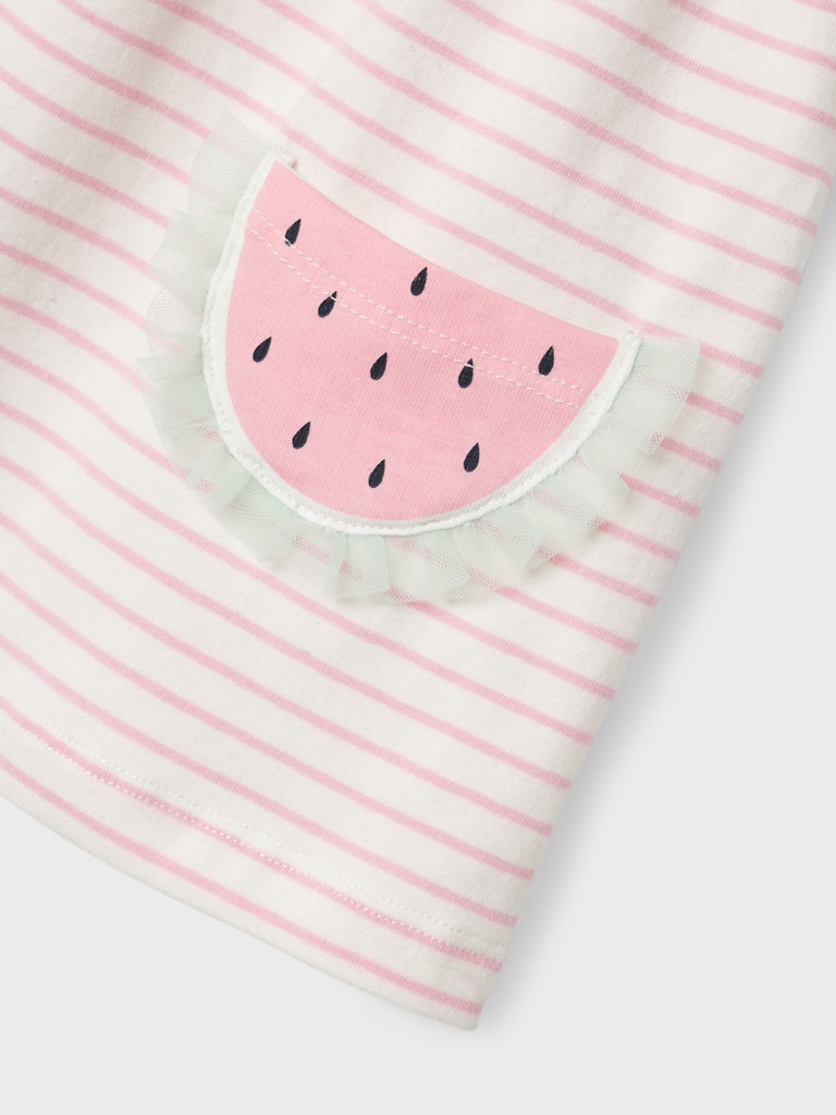 Newborn Girl's Jabelle Short Sleeve Dress-Cloud Dancer-Close Up View