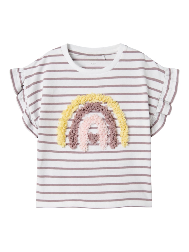 NAME IT Jadey Short Sleeve Top-Bright White Bright White front view
