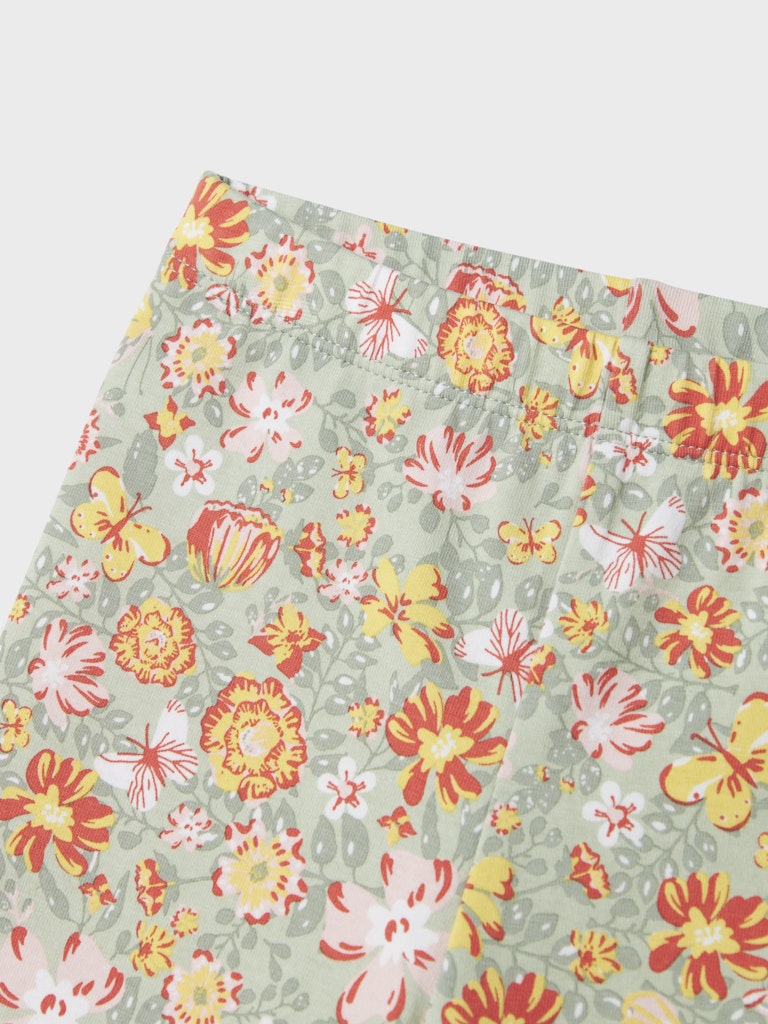 Mini Girl's Vayo Legging Shorts-Aqua Gray-Close Up View