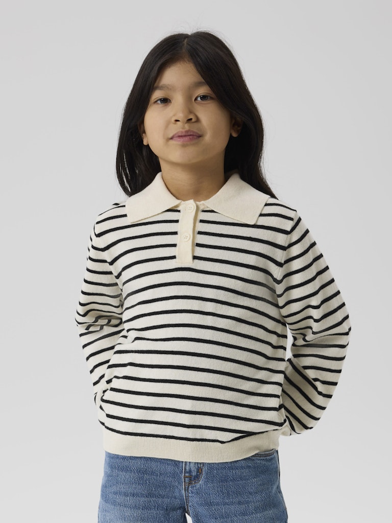 NAME IT Danja Long Sleeve Polo Knit-Whisper White Whisper White front view