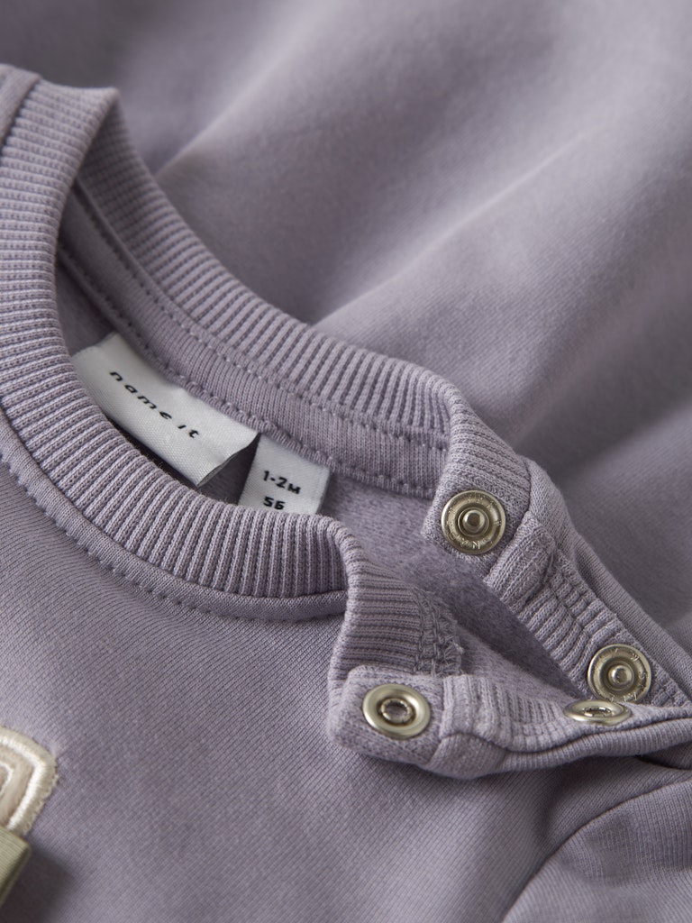 NAME IT Cathy Long Sleeve Sweat Dress Lavender Gray detail view