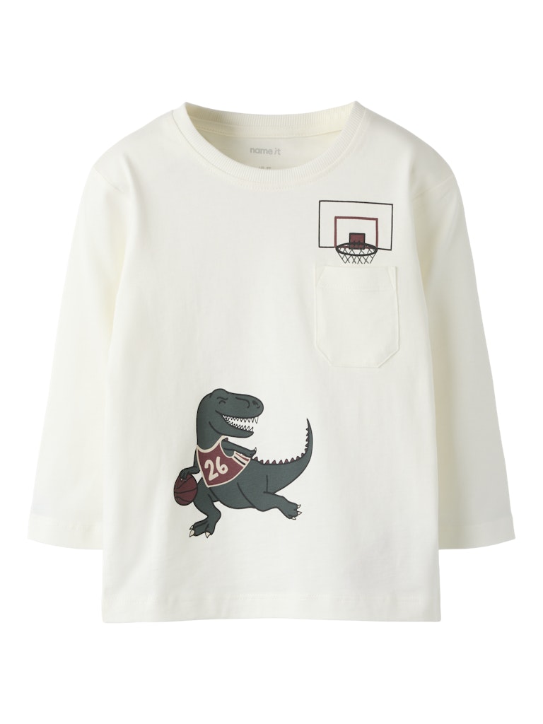 NAME IT Vilian Long Sleeve Regular Top Cloud Dancer front view