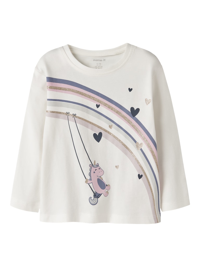 NAME IT Valiane Long Sleeve Regular Top Cloud Dancer model front view
