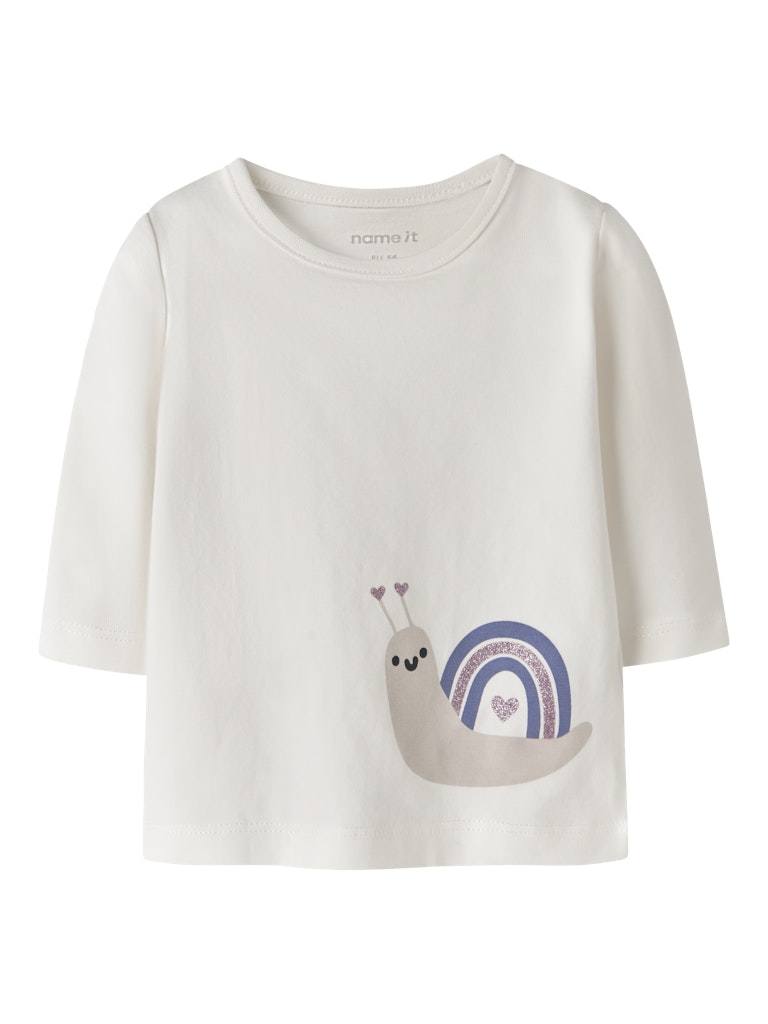 NAME IT Vubie Long Sleeve Top - Cloud Dancer/Dawn Pink/Swamp Cloud Dancer front view