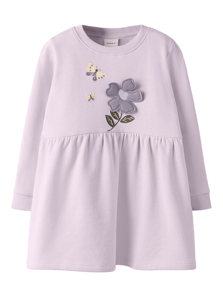 NAME IT Driva Sweat Dress-13254937 Lavender Fog back view