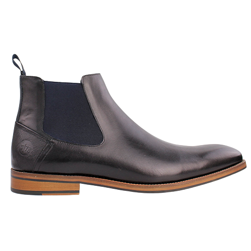 Mens Black Leather Chelsea Boot-Side View