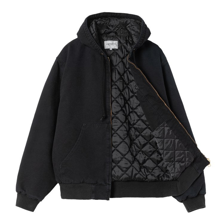 Carhartt WIP OG Active Jacket-Black/Stone Canvas BLACK flat front view