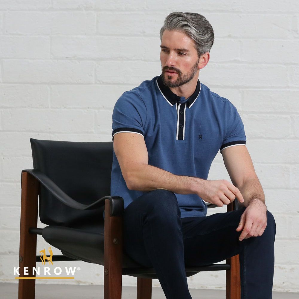 Kenrow Menswear Omar Denim Polo DENIM front view