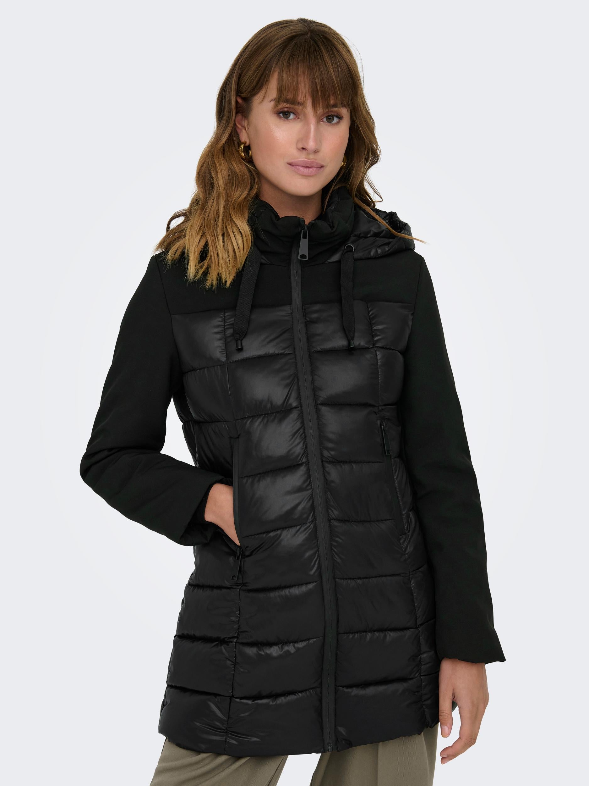 Ladies Sophie Mix Puffer-Black-Model Front View