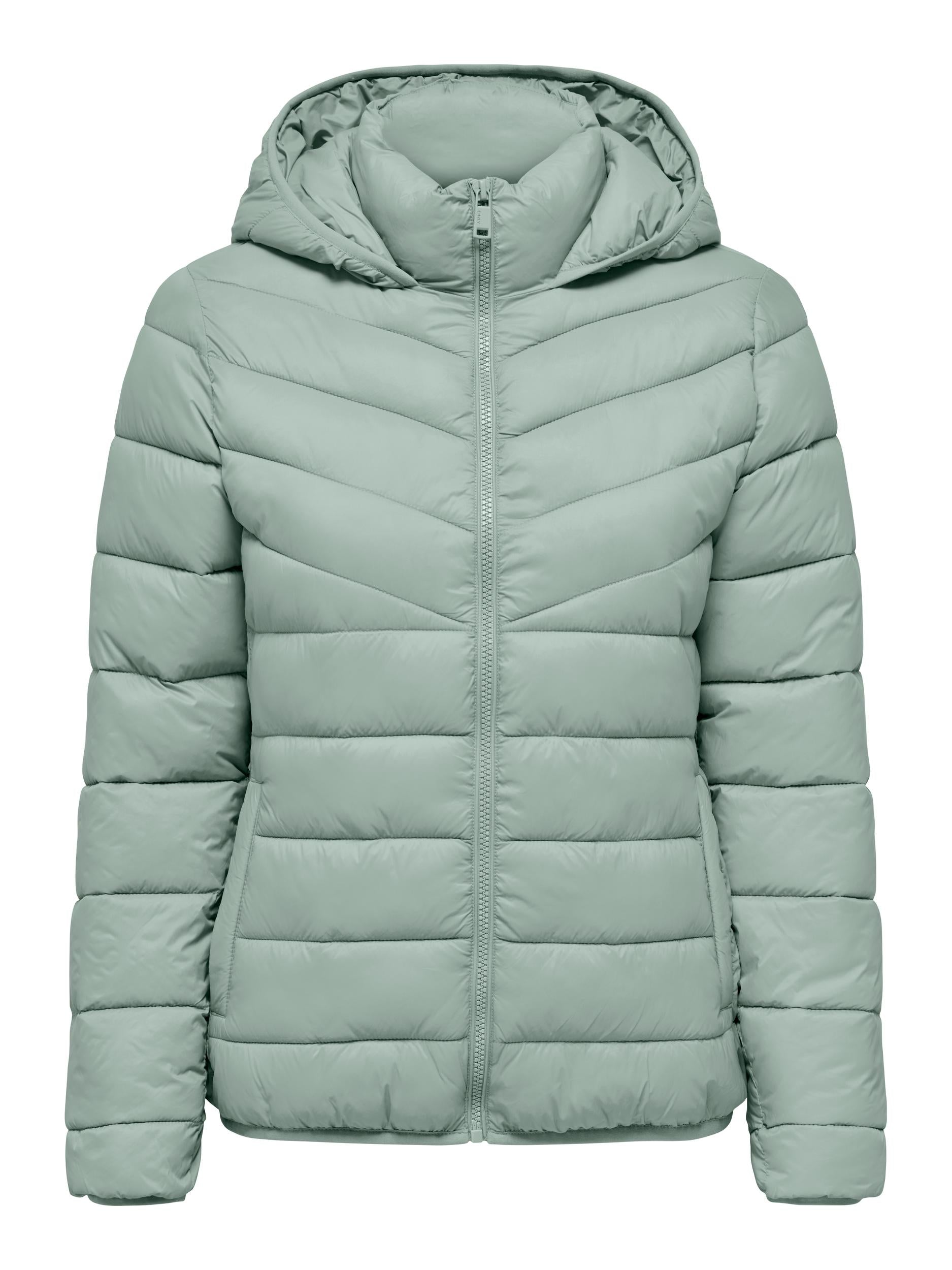 Ladies Tahoe Hood Fitted Aqua Gray Jacket-Front View