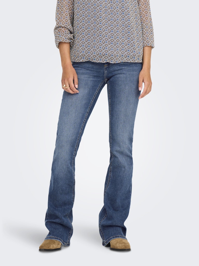 ONLY Blush Mid Flared Denim - Medium Blue Denim Medium Blue Denim front view