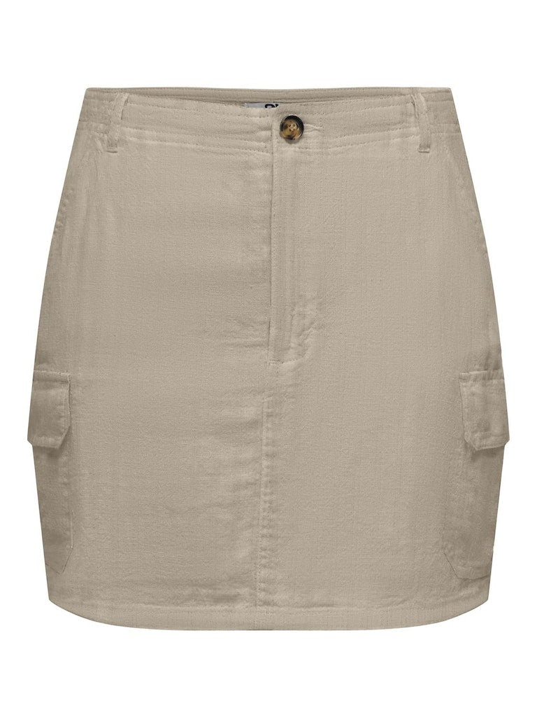 Ladies Malfy Cargo Linen Short Skirt-Oxford Tan-Front View