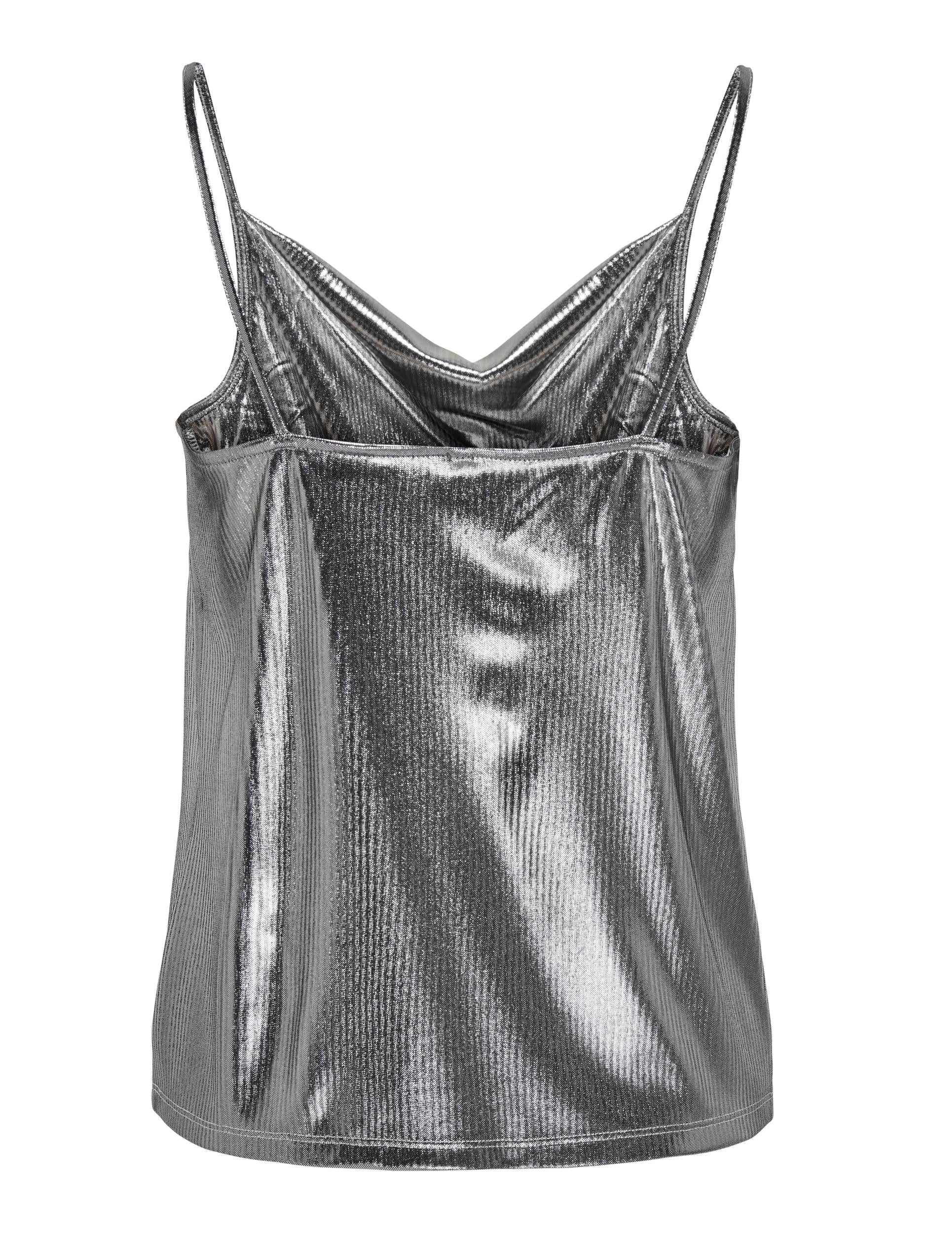 Ladies Melia Strap Waterfall Top-Silver-Back View