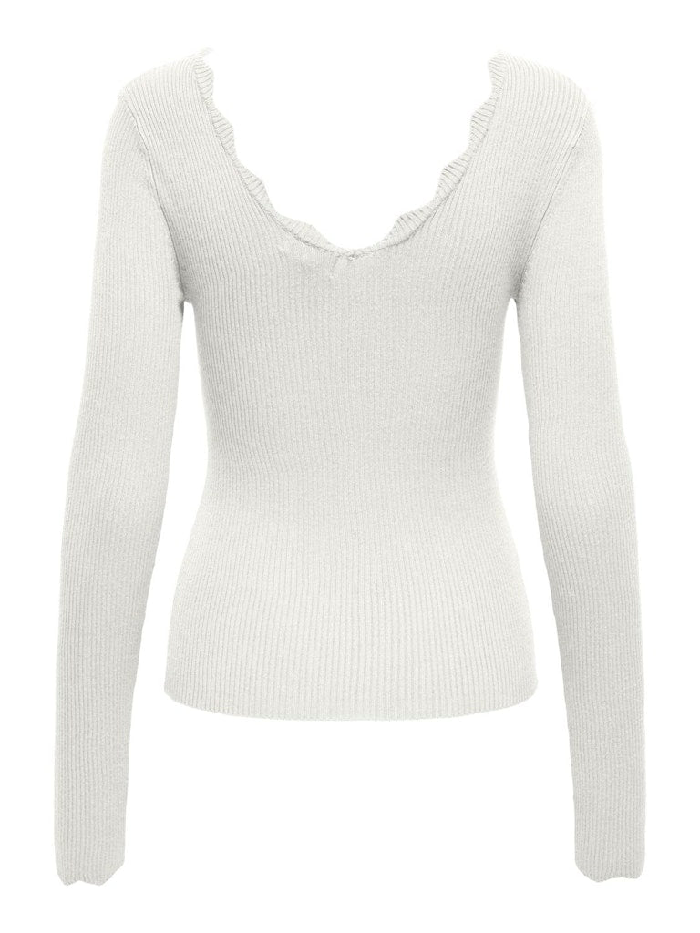 ONLY Julie Life Long Sleeve V-Neck Top-Cloud Dancer Cloud Dancer model front view
