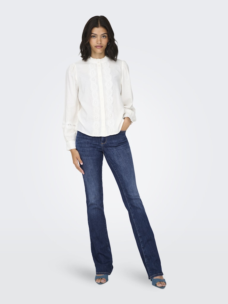 ONLY Ann Mid Waist Flare Denim Jean DARK BLUE DENIM model front view