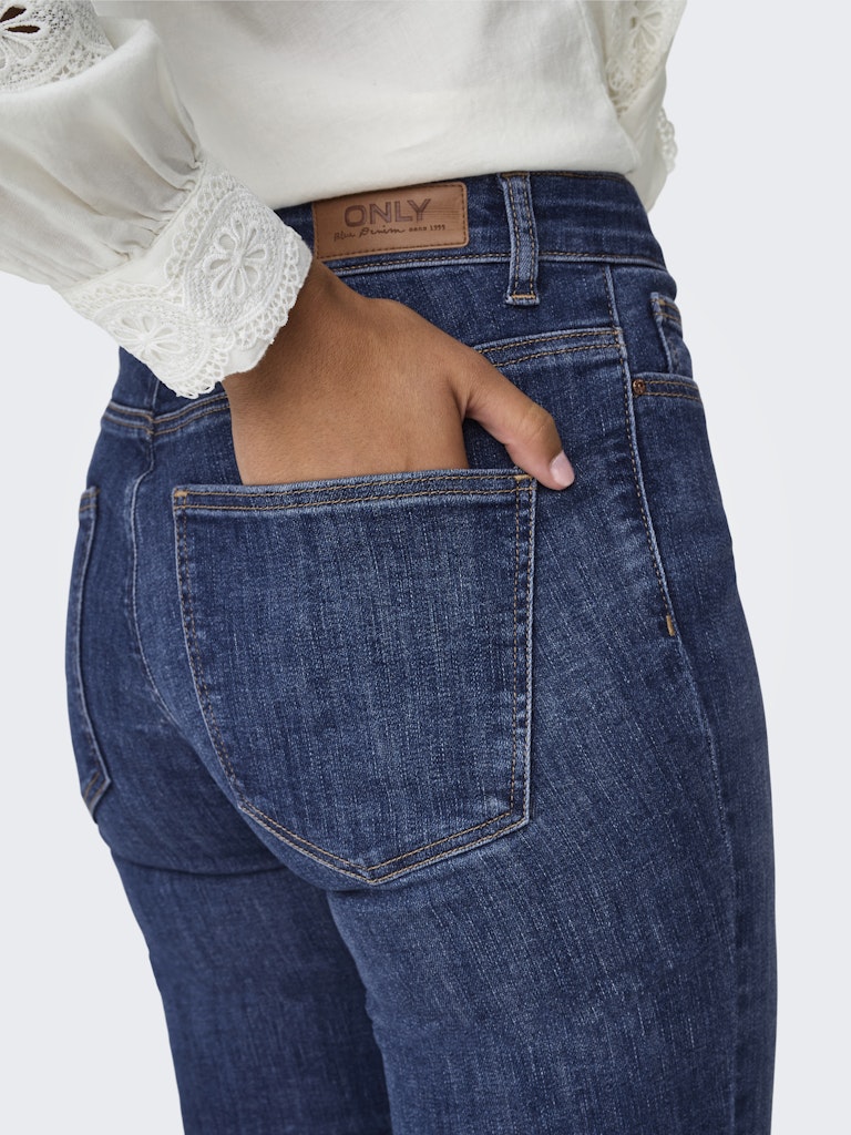 ONLY Ann Mid Waist Flare Denim Jean DARK BLUE DENIM side view