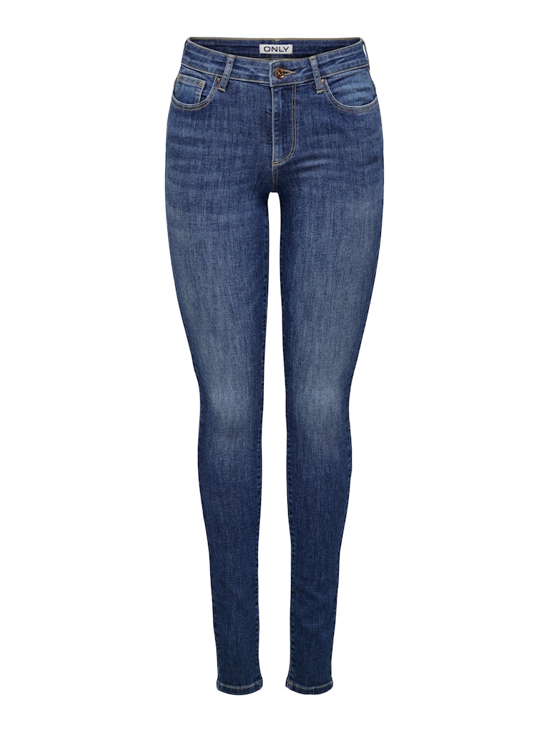ONLY Ann Mid Waist Skinny Denim Jeans Dark Blue Denim front view