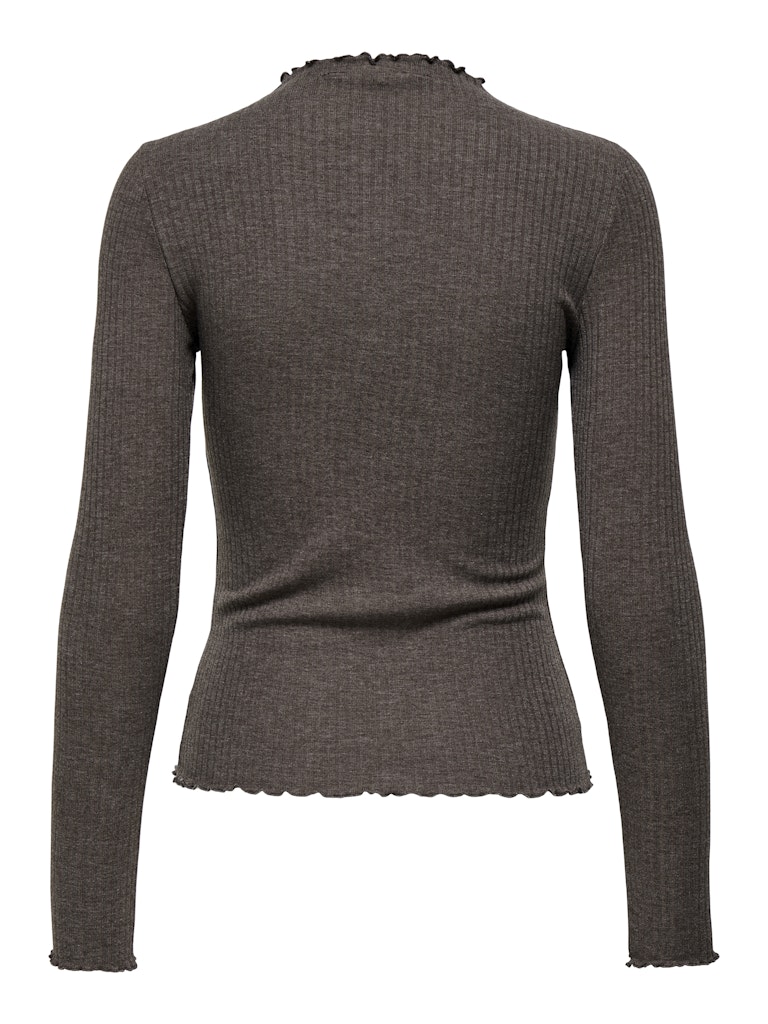ONLY Emma Long Sleeve High Neck Top - Brown Brown flat front view