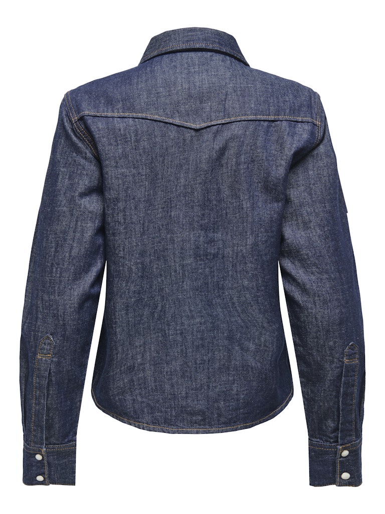 ONLY Charlize Long Sleeve Denim Shirt - Blue Dark Blue Denim side view