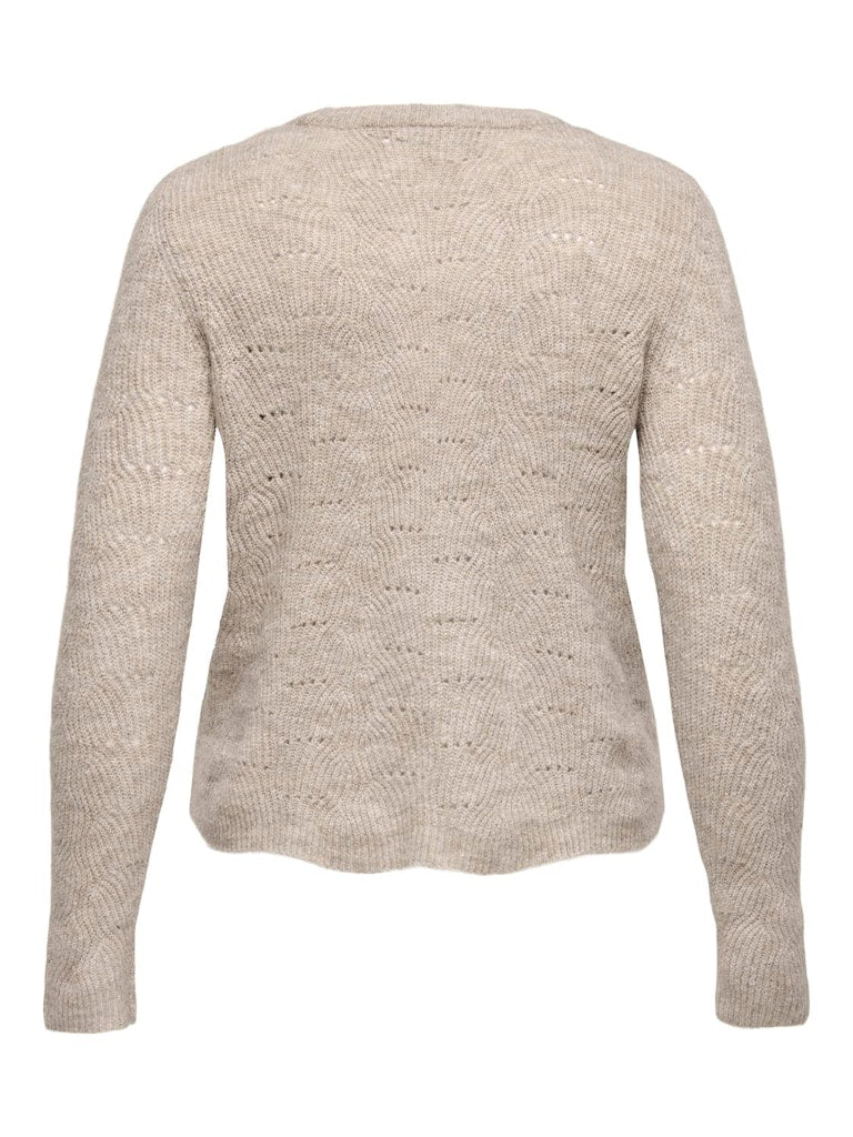 ONLY Lolli Long Sleeve Pullover Knit-Taupe Grey Taupe Grey back view