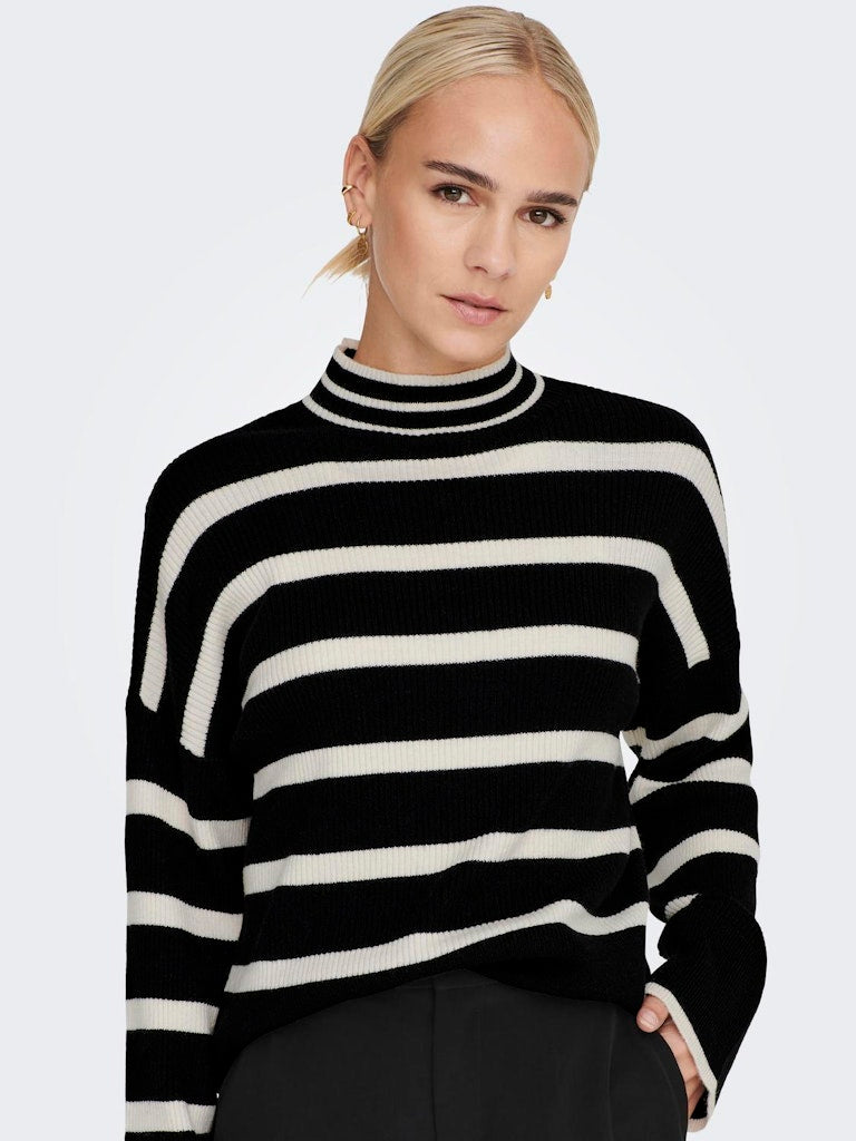 ONLY Ibil Long Sleeve High Neck Pullover Knit-Black BLACK front view