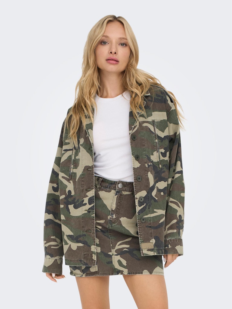 ONLY Margot Long Sleeve Cargo Jacket-Weathered Teak Weathered Teak front view