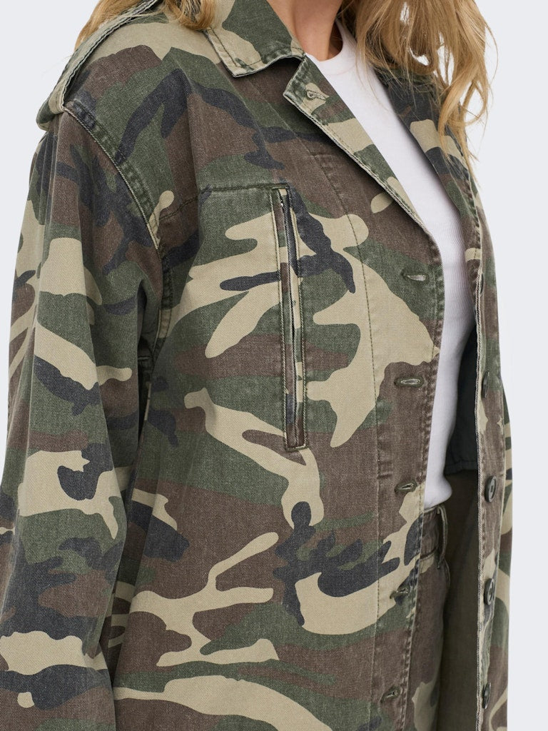 ONLY Margot Long Sleeve Cargo Jacket-Weathered Teak Weathered Teak back view