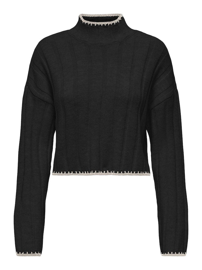 ONLY Chick Stitch Long Sleeve High Neck Black detail view